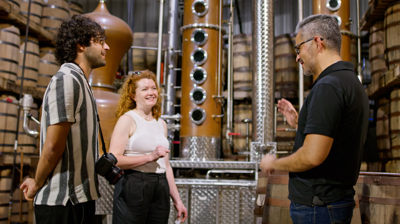 Asking a local distillery owner questions