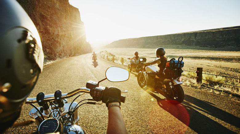 Riding motorbikes through the desert