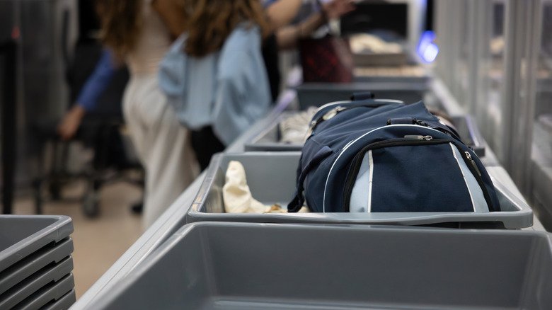 Items going through the TSA detectors