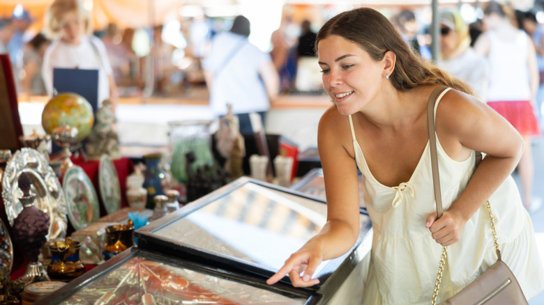 woman shopping for antiques