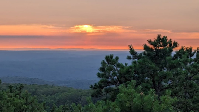 A winter sunset at AMC's Mohican Outdoor Center