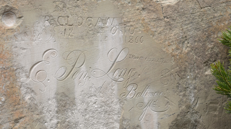 Names carved into the rock walls of El Morro National Monument