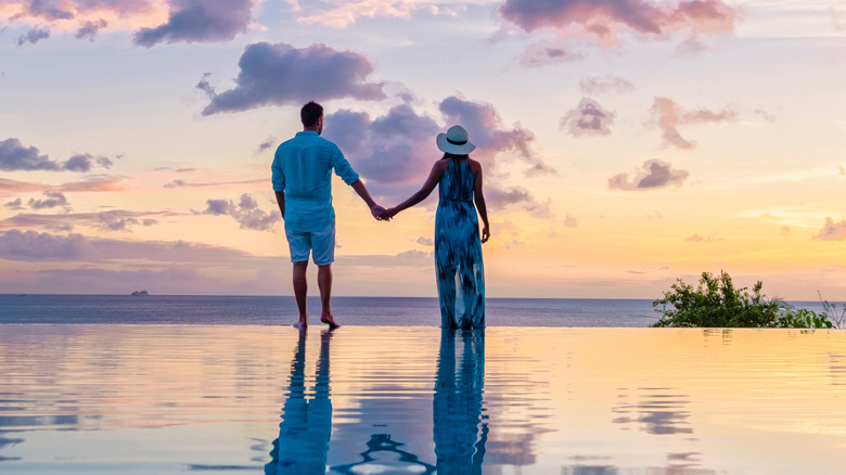 A Happy couple enjoying their Caribbean getaway