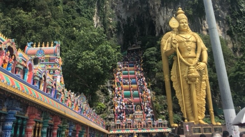 rainbow staircase at the entrance to Batu Caves