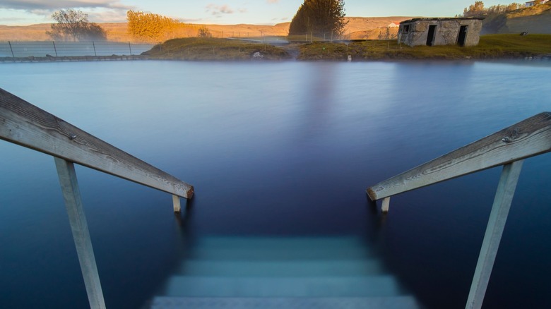 The Secret Lagoon, a geothermal area near Flúðir in Iceland