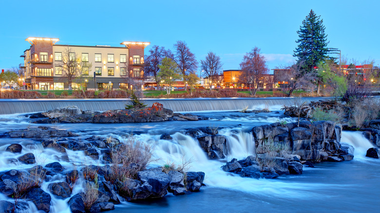 The Snake River running through Idaho Falls