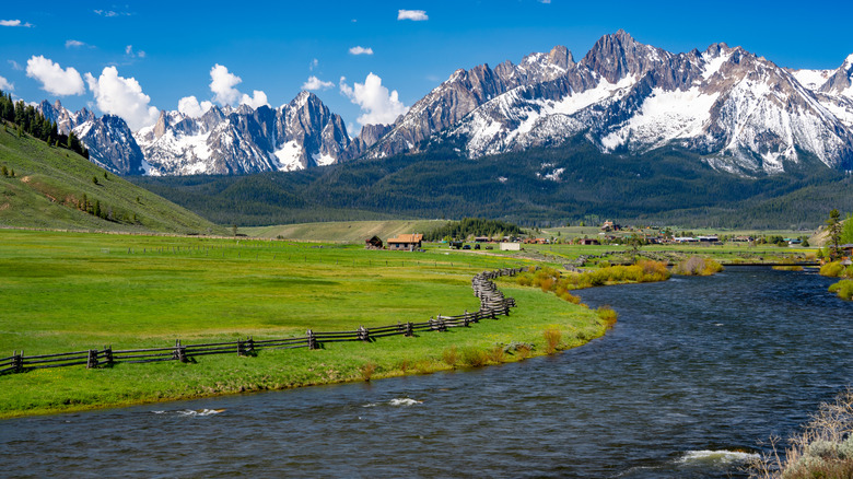 Snow-capped mountains and meadows abound in Idaho