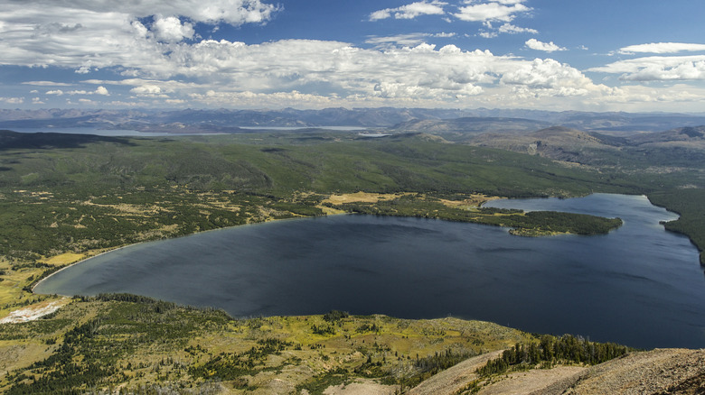 Heart Lake in Yellowstone National Park, seen from the top of Mount Sheridan