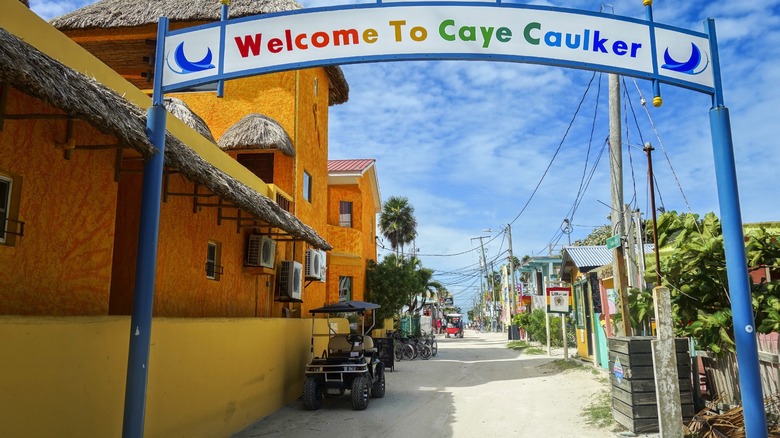 Colorful street in Caye Caulker