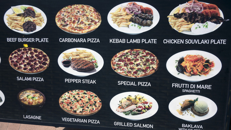 Restaurant menu pictures entice the eyes
