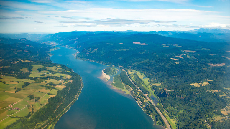 Aerial view of the Columbia River