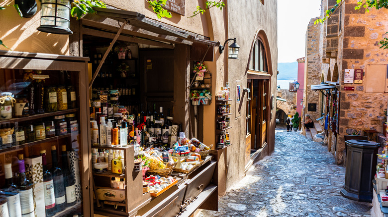 Wine and treats shop in Monemvasia