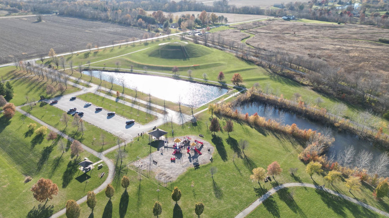 An aerial view of Centennial Park in Illinois