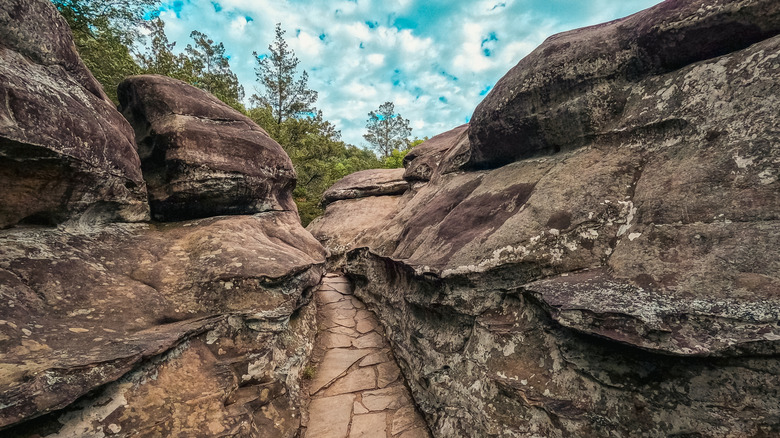 A path through sandstone rocks at Garden of the Gods