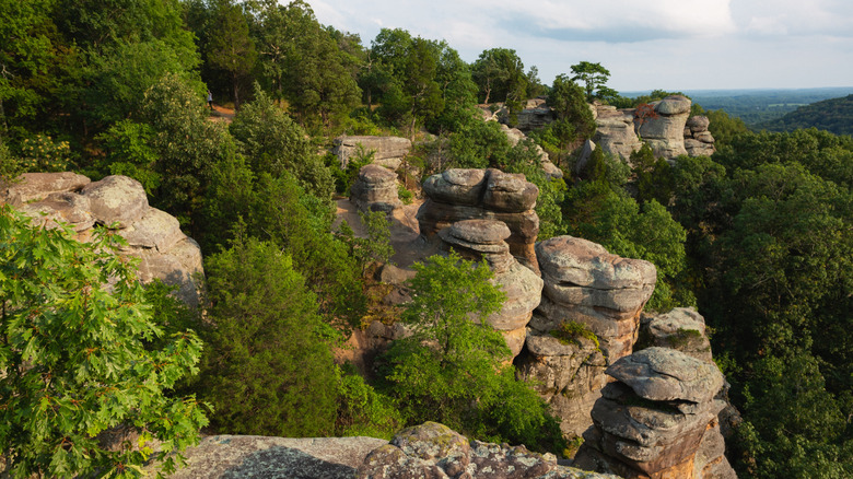 An aerial view of Garden of the Gods in Shawnee National Forest