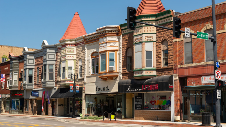 A view of a quiet day downtown in DeKalb, Illinois.