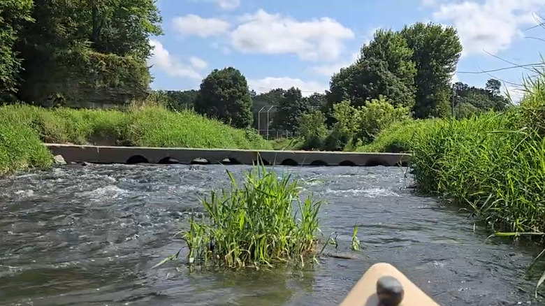 Small bridge over Carroll Creek in Point Rock Park in Illinois