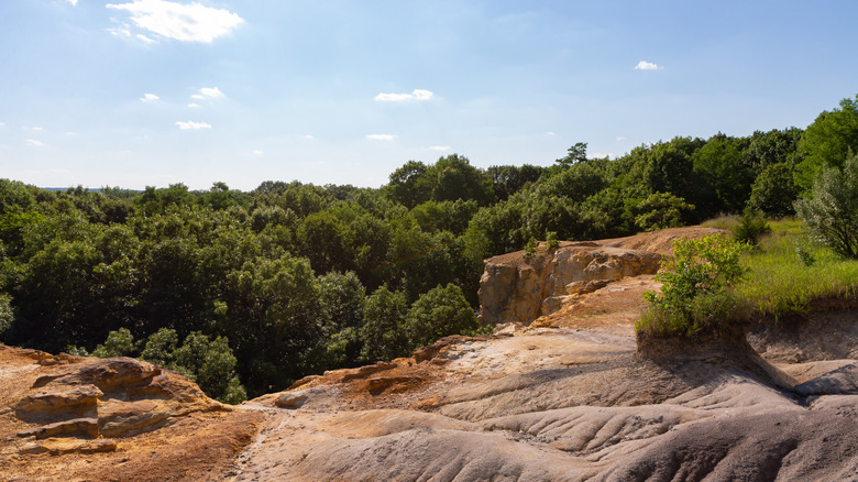 View of the rocky bluffs at Buffalo Rock State Park, Illinois