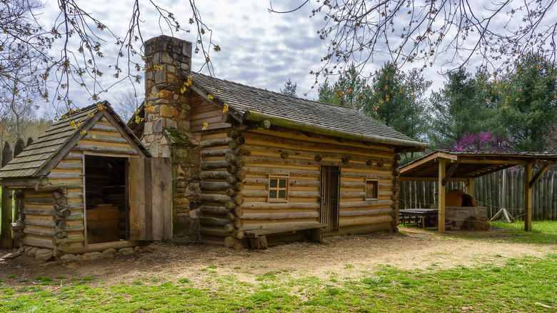 A recreated historic Fort Watauga in Sycamore Shoals State Historic Park