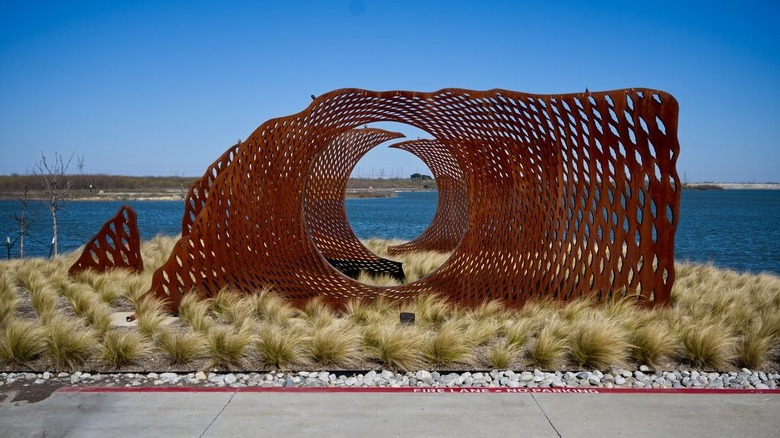 Outdoor statue at Cypress Waters in Copper, Texas