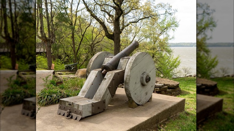 Pioneer-era cannon in Har-Ber Village Museum, Grove, Oklahoma