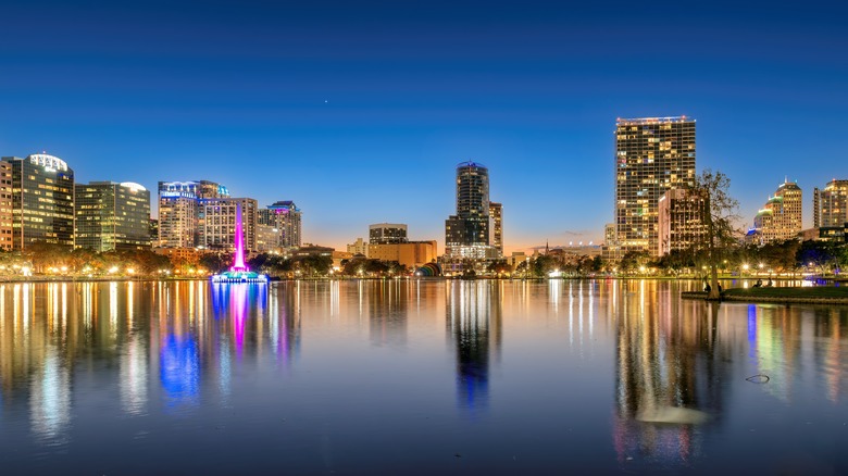 Lake Eola Park at dusk
