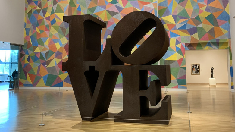 LOVE sculpture in a gallery at Newfields, Indiana