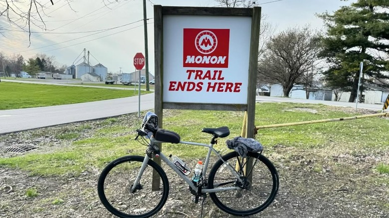 A bike and Monon Trail sign