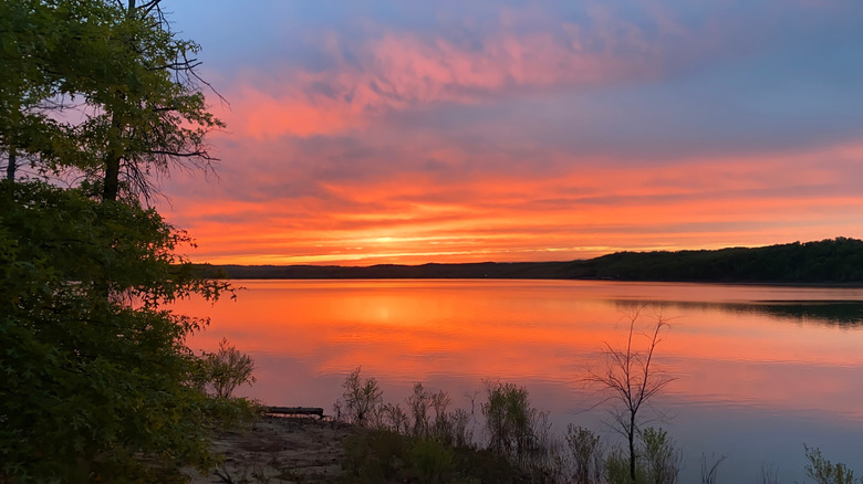 A sunset over Lake Monroe in Indiana