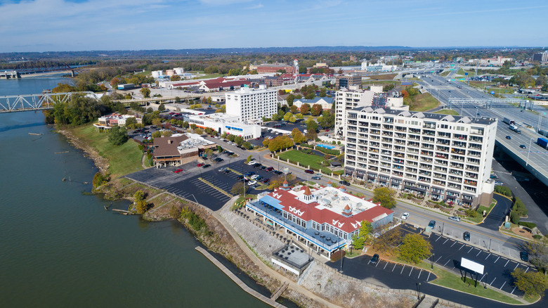 Arial view of Clarksville, Indiana, next to the Ohio River