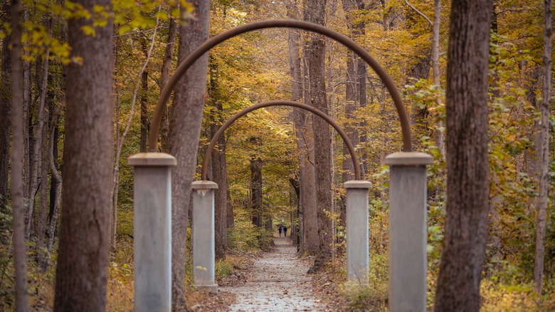 The arched walkway in Rose Island
