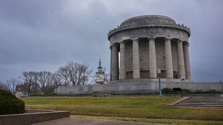 George Rogers Clark National Historical Park landscape in Vincennes, Indiana, on a cloudy day