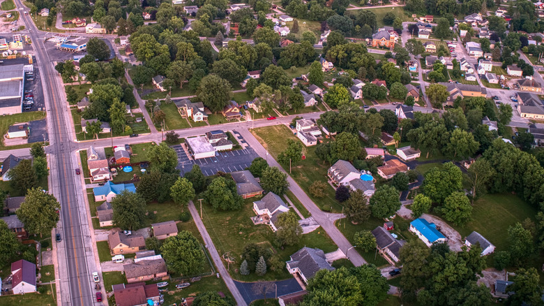 buildings, trees, and streets, Markle, Indiana