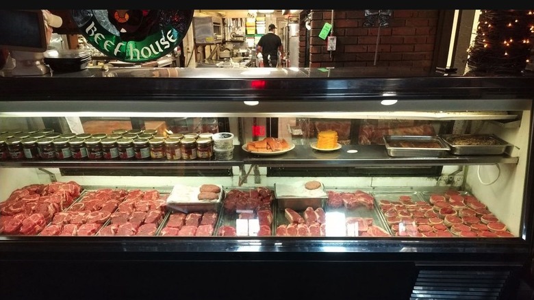 The meat case at Beef House Restaurant and Dinner Theatre in Covington, Indiana