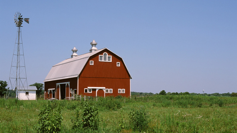 A red barn at the Farm at Prophetstown