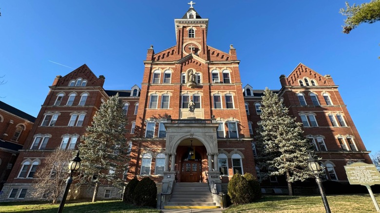 Chapel of the Immaculate Conception red brick blue sky