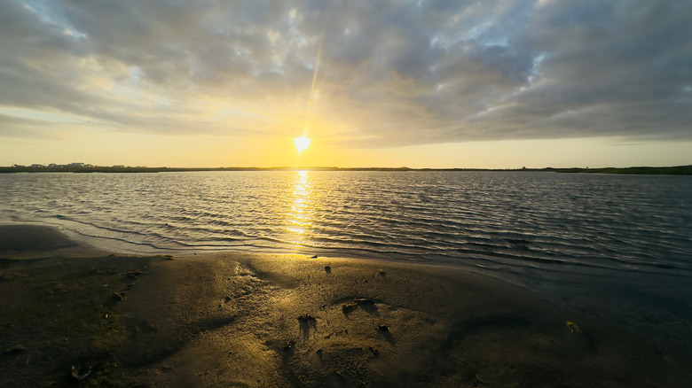 Sunrise over the water on Matagorda Bay in Texas