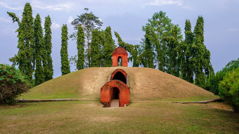 One of the famous Pyramids of Assam carved into a hillside