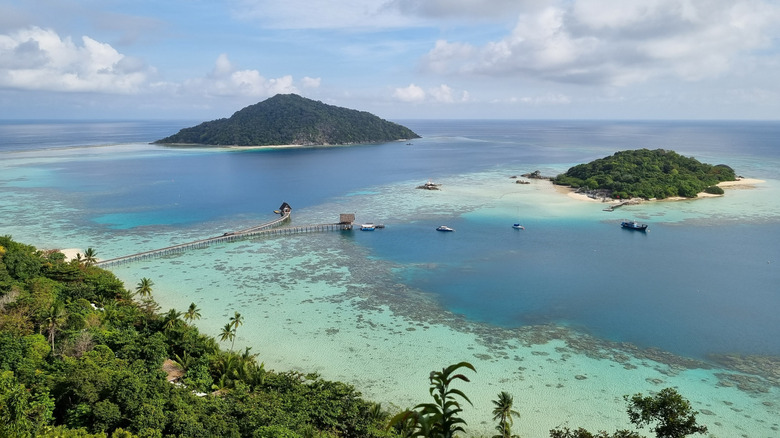 Aerial view of Bawah Reserve islands