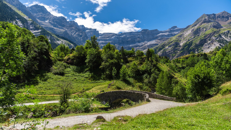Trail leading to Cirque de Gavarnie in the Pyrenees Mountains