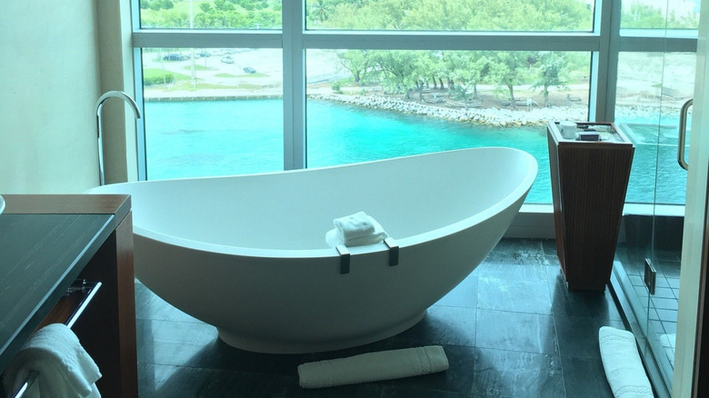 One of Ritz Carlton Bal Harbour's baths with ocean views