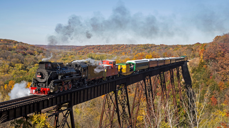 Steam locomotive on the Boone & Scenic River Valley Railroad