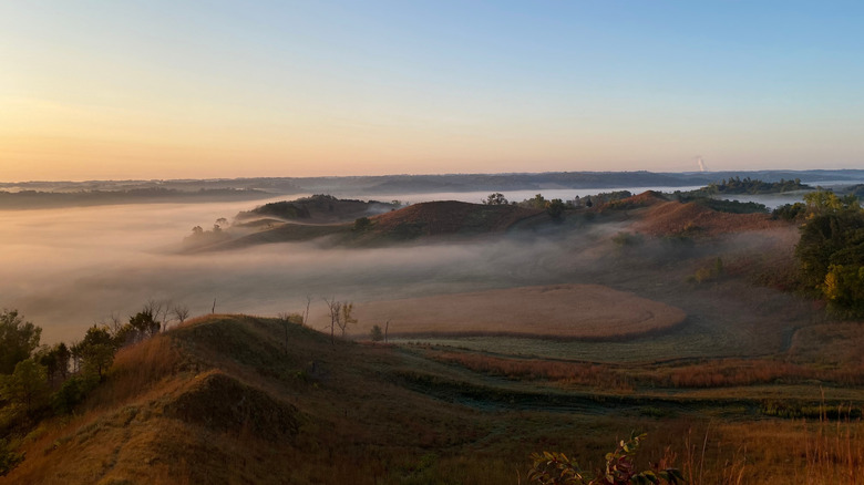 Fog over the Loess Hills in Iowa