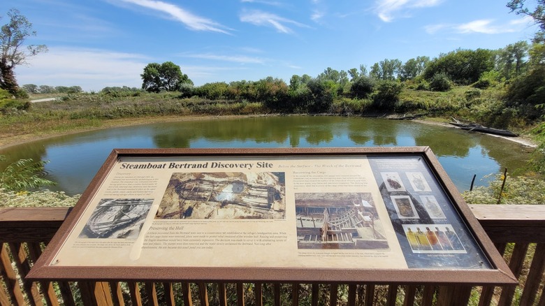 Steamboat Bertrand Discovery Site with an informational sign