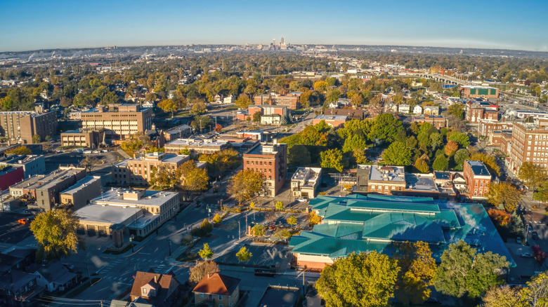 Arial view of Council Bluffs, Iowa
