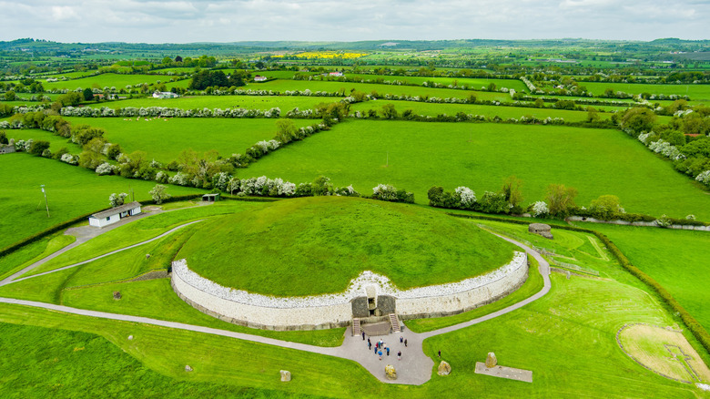 An aerial view of Newgrange passage tomb in Ireland