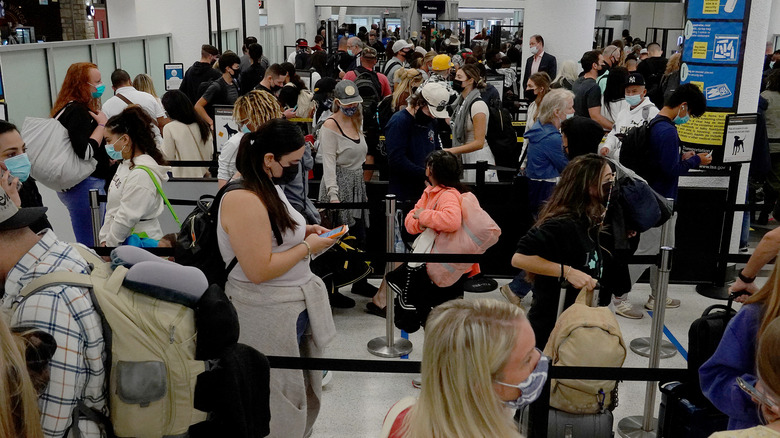 People in line at TSA