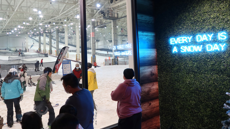 You can watch skiers and snowboarders at Big Snow American Dream