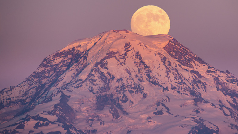 Mount Rainier under full moon