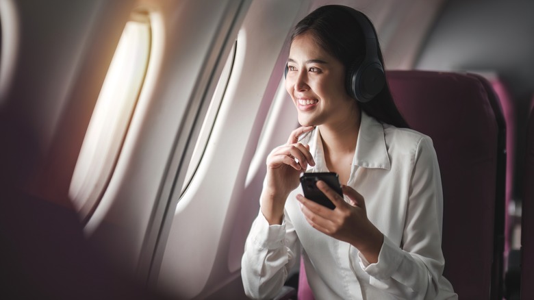 Woman on plane